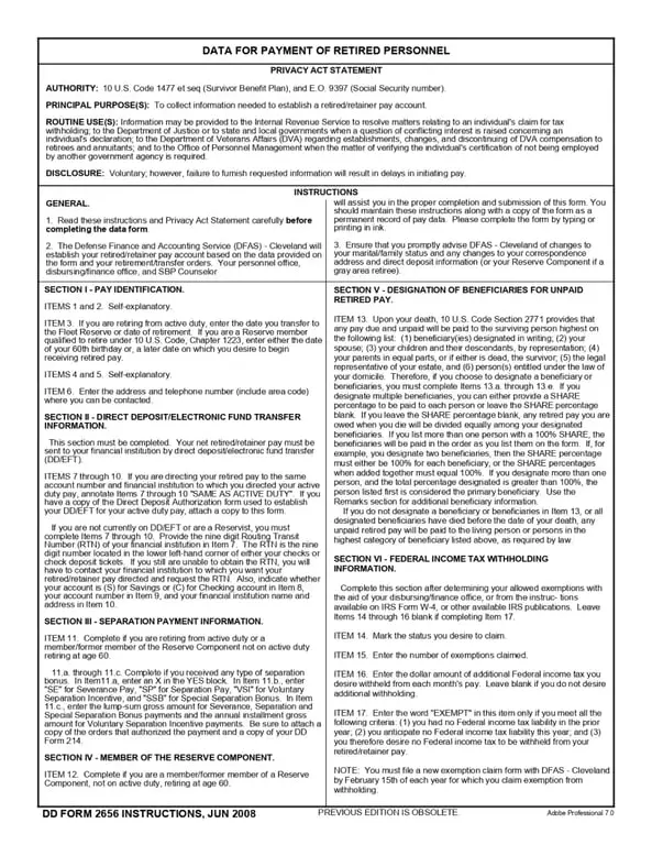 Get the most current DD 2656 – Retirement/Survivor Benefits Election form now