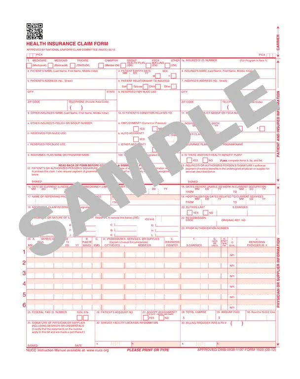 Get the most current Health Insurance Claim 1500 (02-12) - Approved Submission for Medicare, Medicaid, TRICARE, CHAMPVA Coverage form now