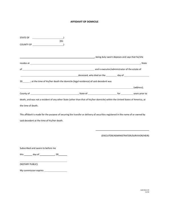 Get the most current Domicile Affidavit Validation for Deceased Person's Residence form now