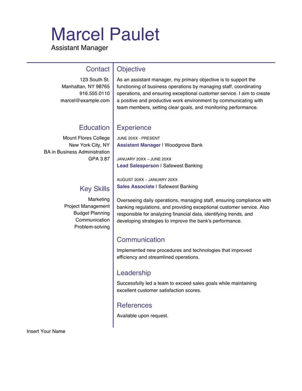 Get the most current Basic management resume form now
