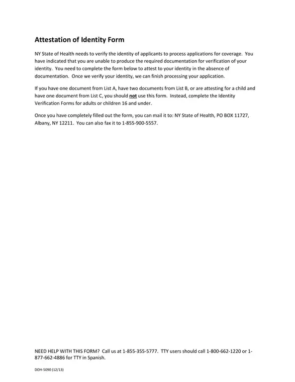 Get the most current New York Health Applicant Identity Verification - DOH-5090 form now