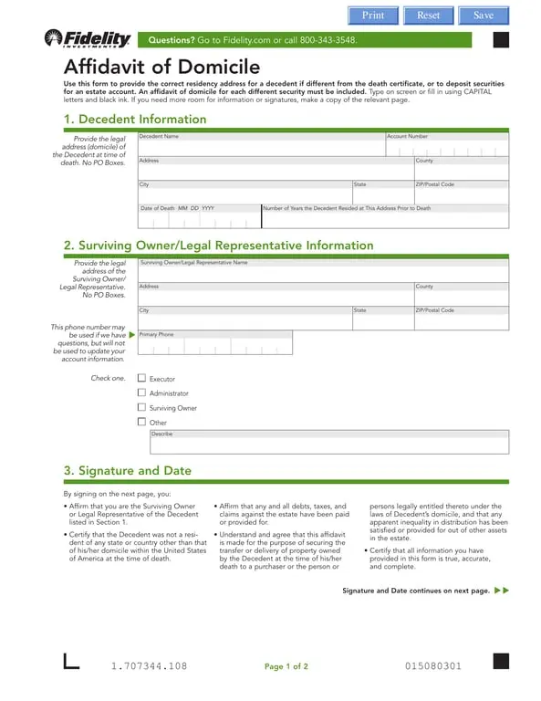 Get the most current Domicile Affidavit for Estate Securities and Address Verification form now
