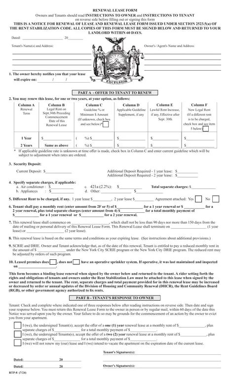 Get the most current RTP-8 New York Lease Renewal Notification form now