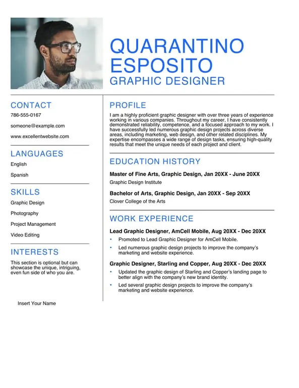 Get the most current White minimalist graphic designer resume form now